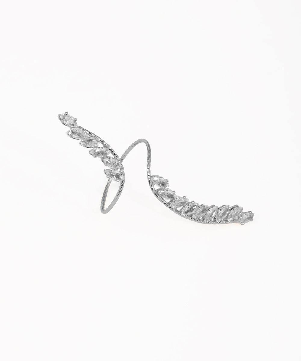 Statement Textured Band Marquise Stone Wrap Ring | Stylika