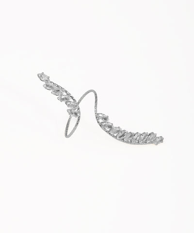 Statement Textured Band Marquise Stone Wrap Ring | Stylika