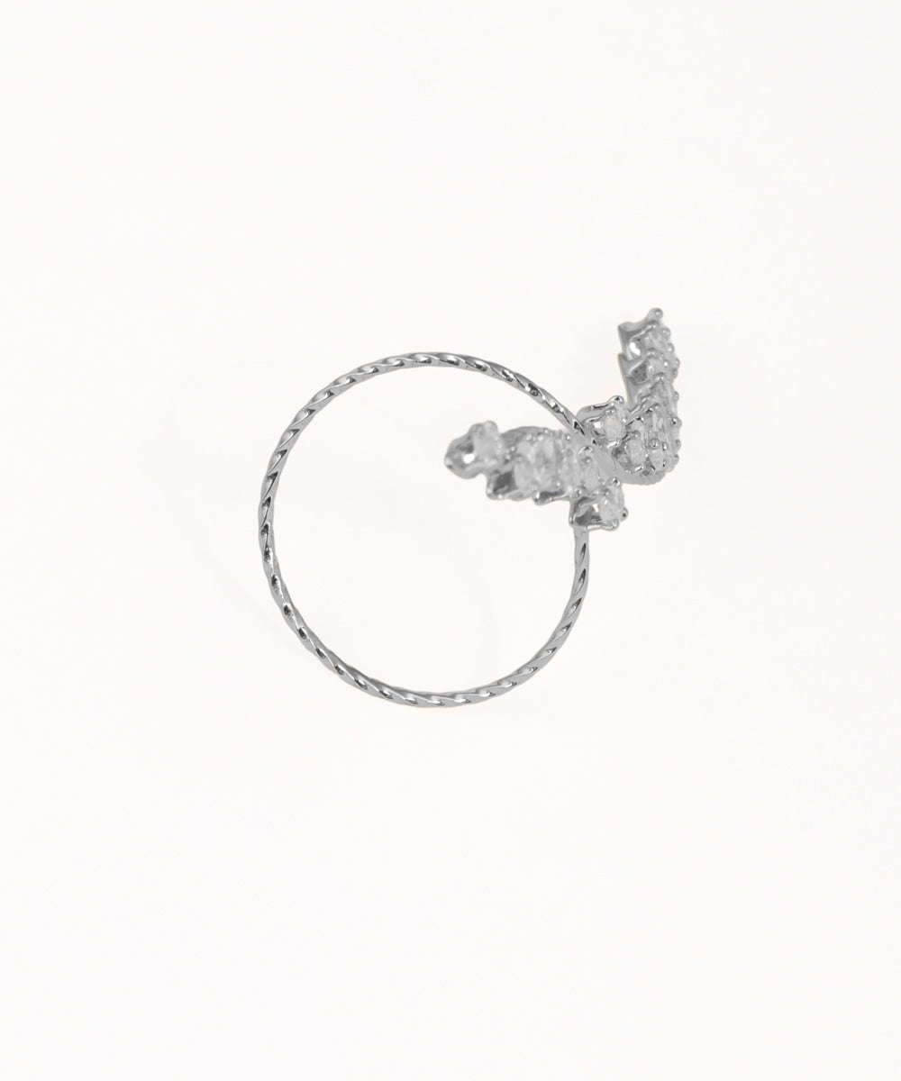 Statement Textured Band Marquise Stone Wrap Ring | Stylika