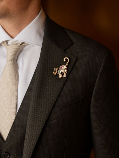 Cat Brooch with Multi-Colored Stones | Stylika