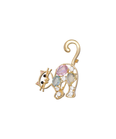 Cat Brooch with Multi-Colored Stones | Stylika