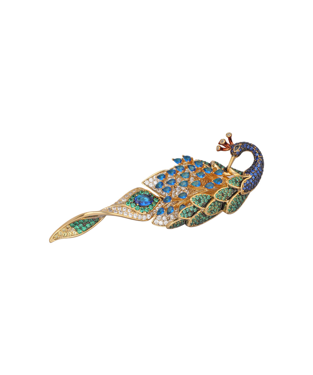 Peacock Statement Brooch | Stylika