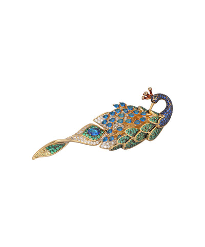Peacock Statement Brooch | Stylika