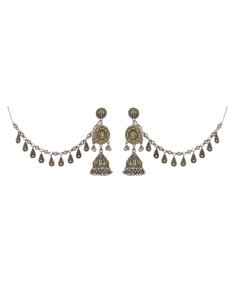Dual-Tone Tiered Bahubali Style Drop Earrings | Stylika