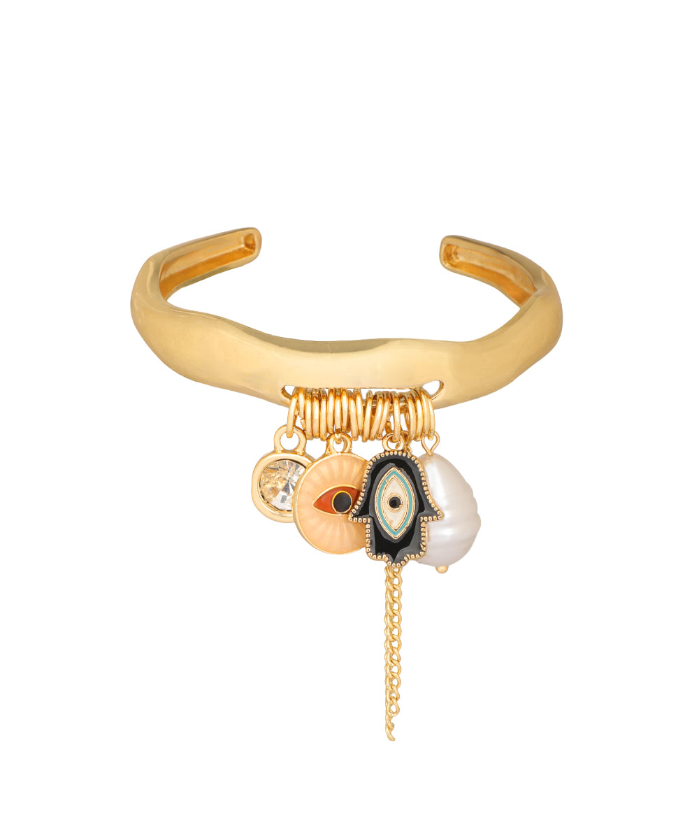Hamsa Eye Charm Cuff Bracelet | Stylika