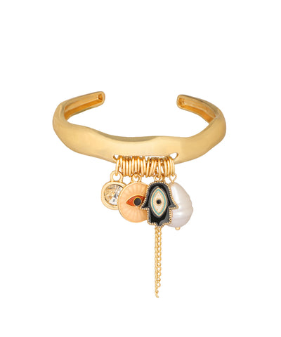 Hamsa Eye Charm Cuff Bracelet | Stylika