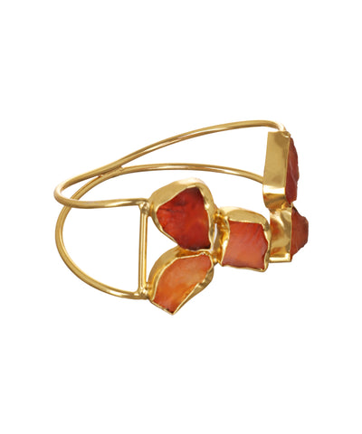 Geometric Uncut Rough Stone Open Cuff Bracelet | Stylika