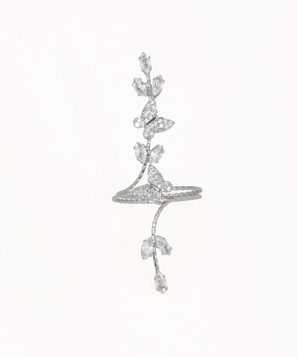 Sparkling Butterfly Vine Embellished Full-Finger Ring | Stylika