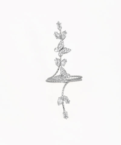 Sparkling Butterfly Vine Embellished Full-Finger Ring | Stylika