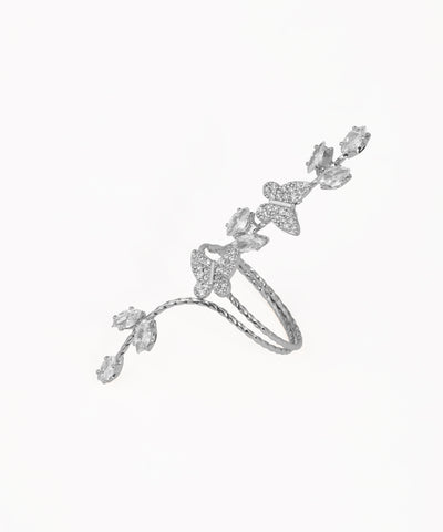 Sparkling Butterfly Vine Embellished Full-Finger Ring | Stylika