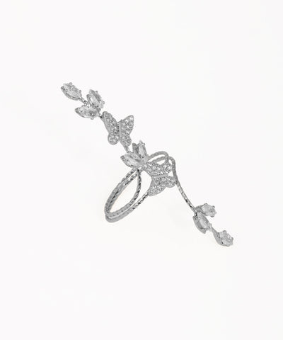 Sparkling Butterfly Vine Embellished Full-Finger Ring | Stylika