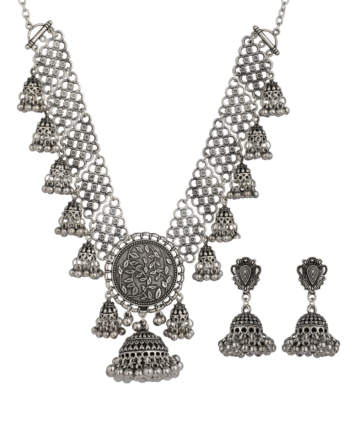 Jhumki Embellished Circular Motif Necklace | Stylika