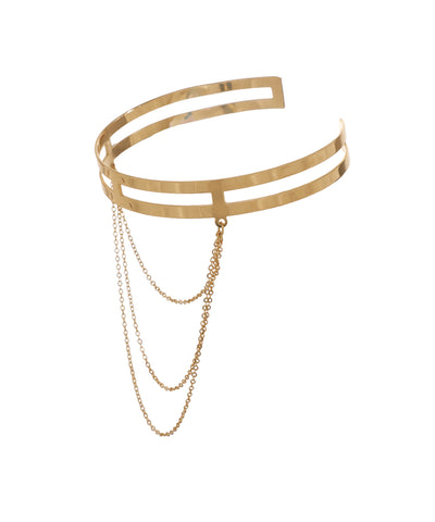 Contemporary Double Band Arm Cuff with Drape Chains | Stylika