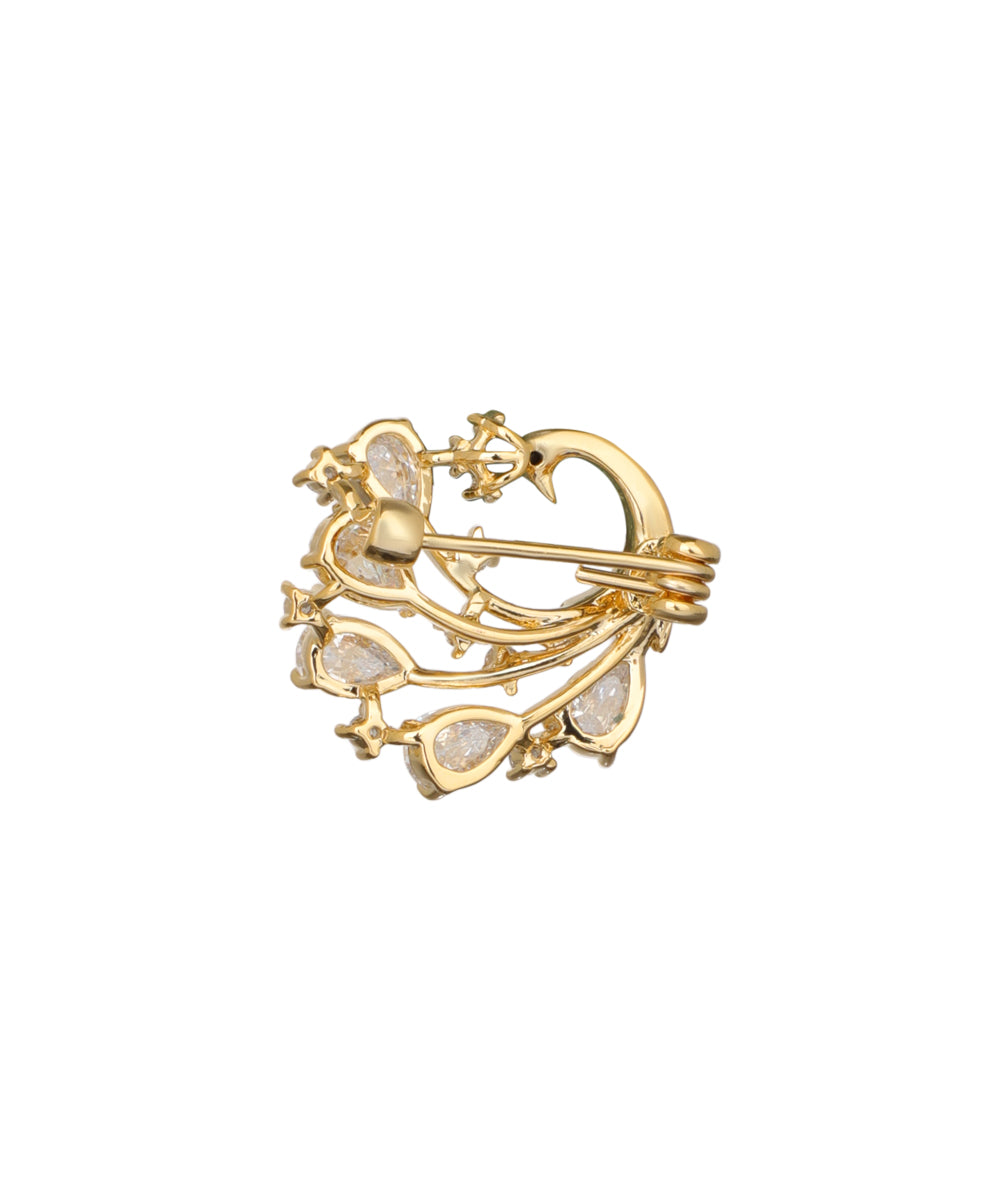 Elegant Peacock Brooch with Crystal-Style Accents | Stylika
