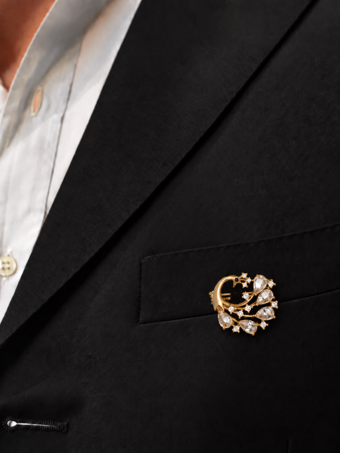 Elegant Peacock Brooch with Crystal-Style Accents | Stylika