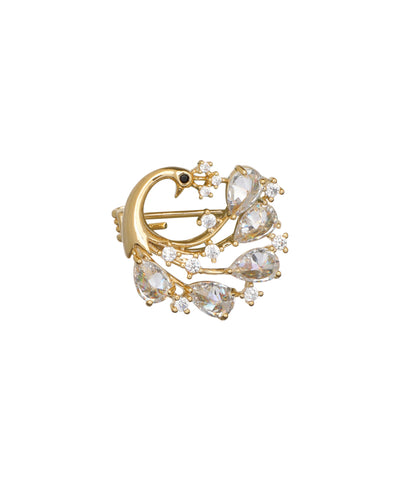 Elegant Peacock Brooch with Crystal-Style Accents | Stylika