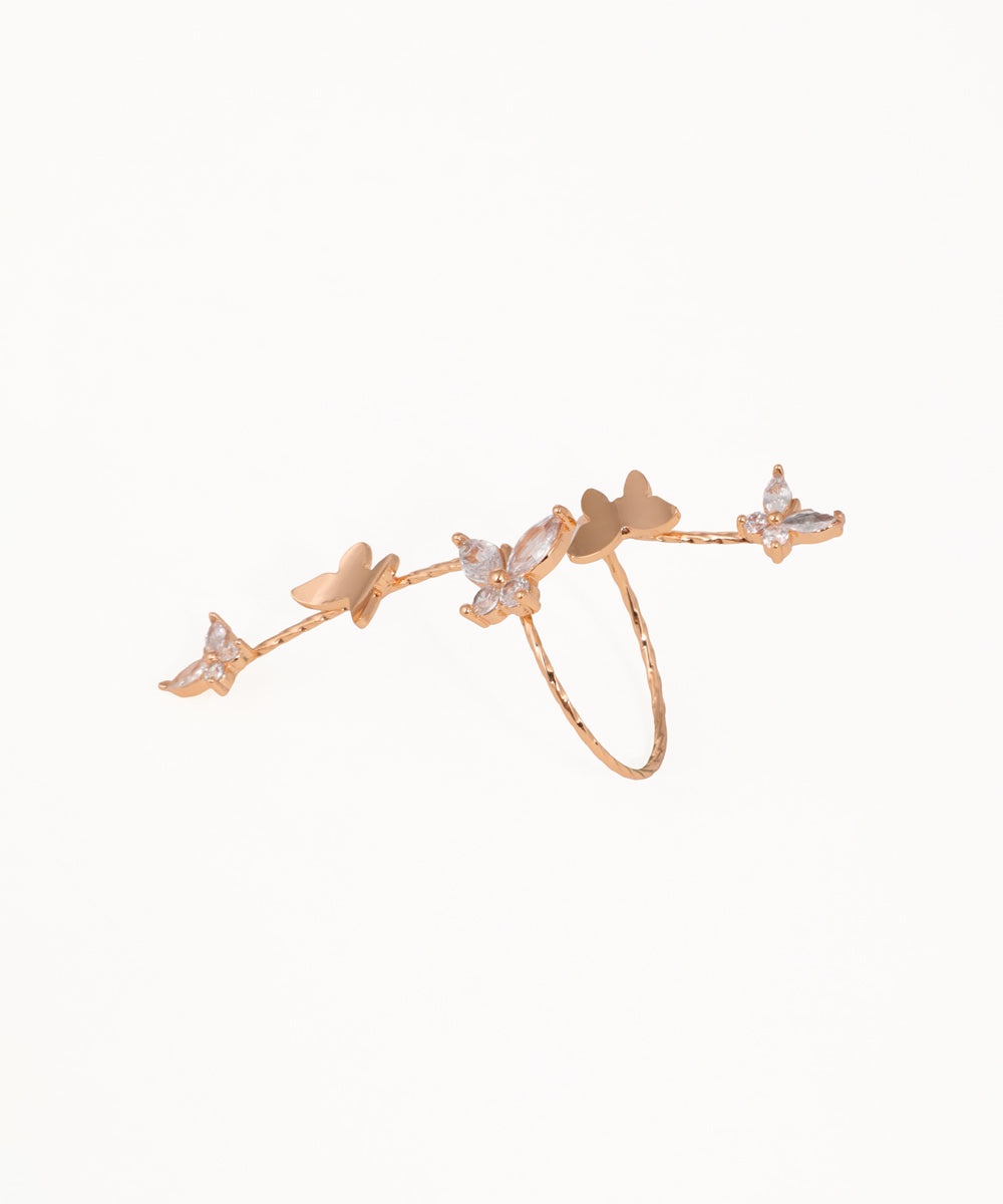 Winding Butterfly Motif Embellished Finger Ring | Stylika
