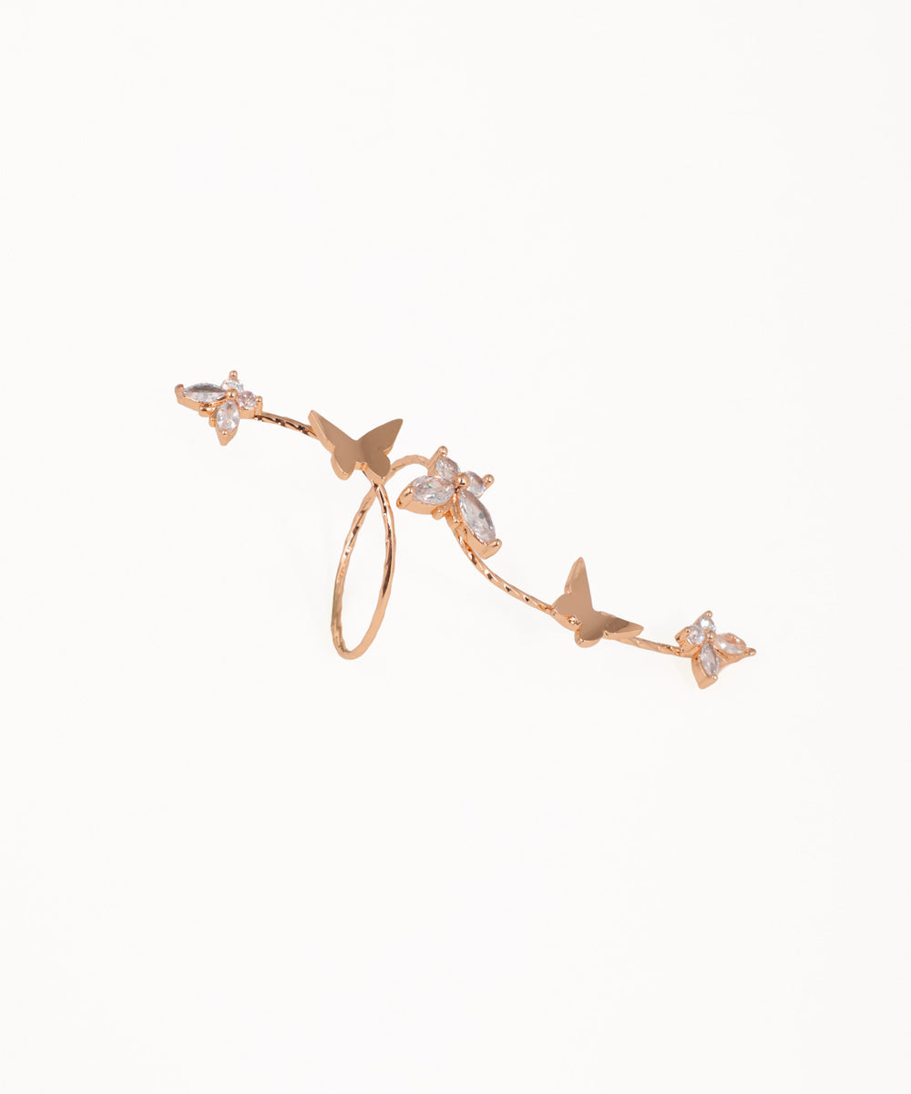 Winding Butterfly Motif Embellished Finger Ring | Stylika