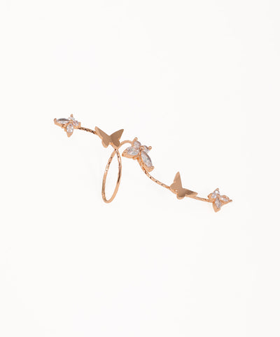 Winding Butterfly Motif Embellished Finger Ring | Stylika