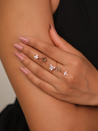Winding Butterfly Motif Embellished Finger Ring | Stylika