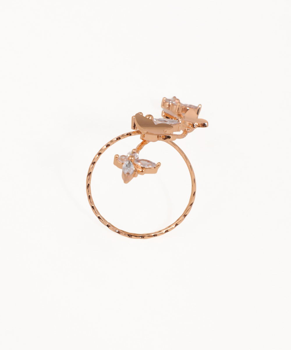 Winding Butterfly Motif Embellished Finger Ring | Stylika
