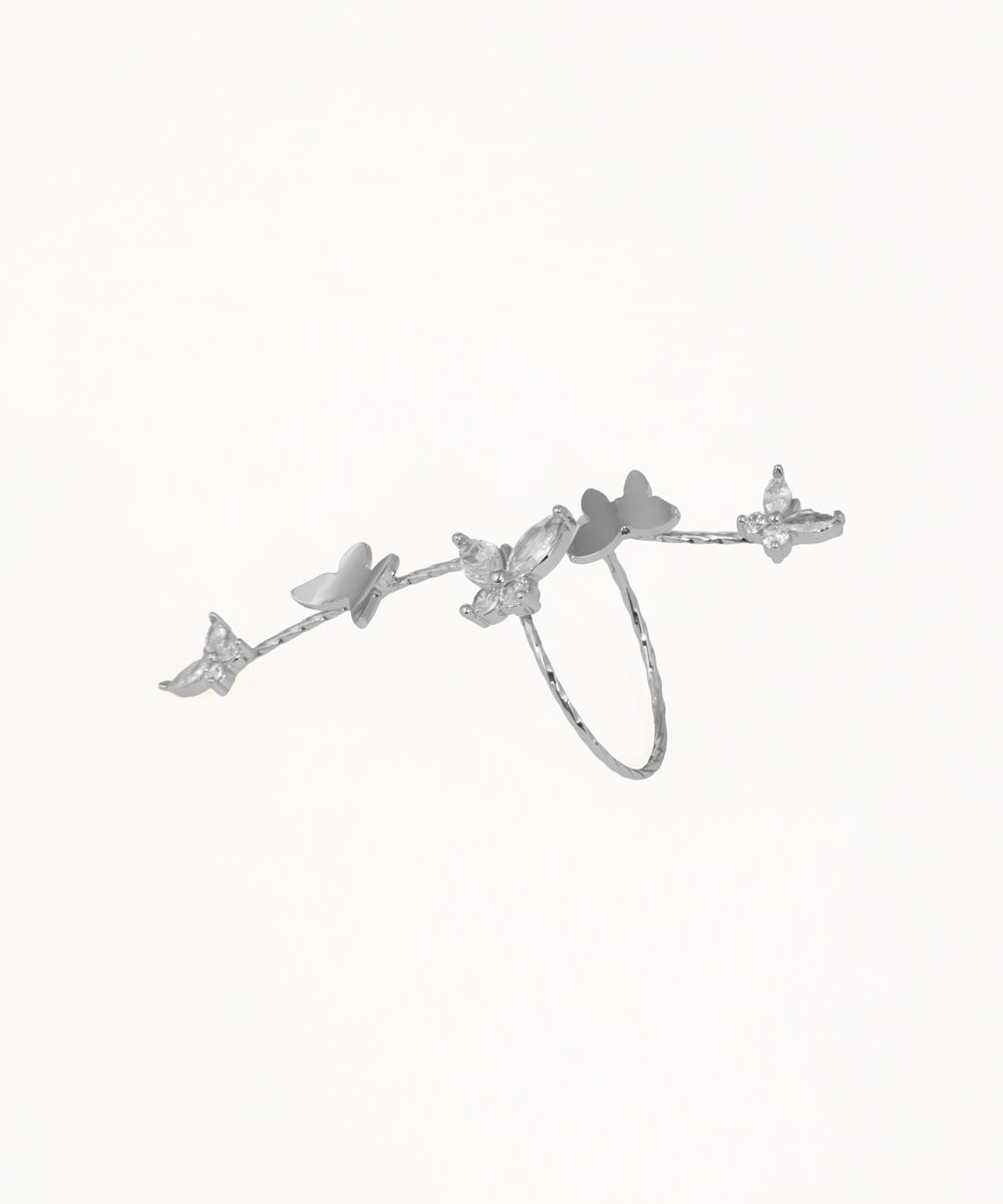 Winding Butterfly Motif Embellished Finger Ring | Stylika