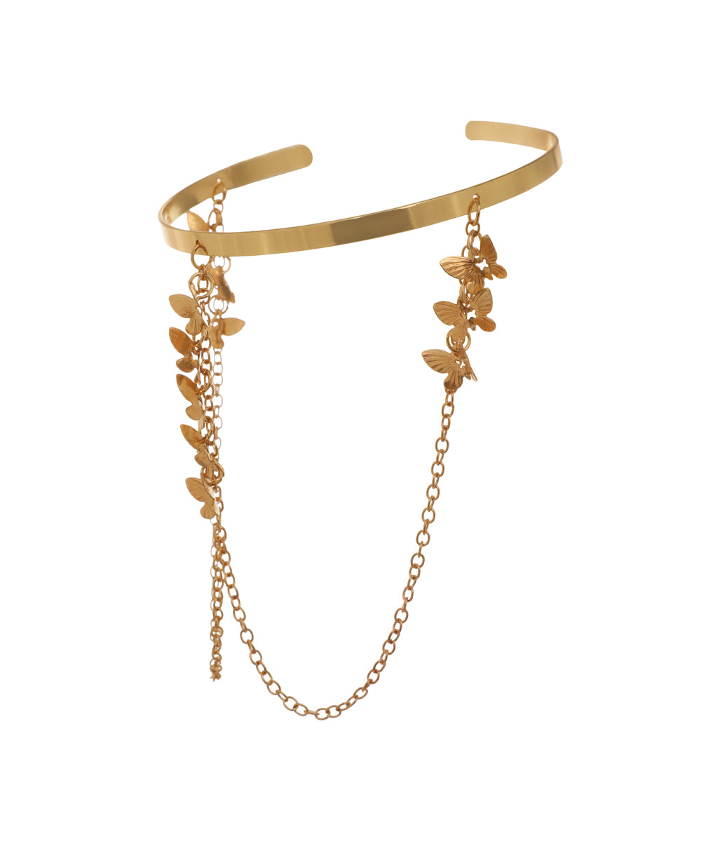 Sculpted Butterfly Chain Draped Arm Cuff Design | Stylika