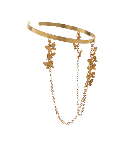 Sculpted Butterfly Chain Draped Arm Cuff Design | Stylika