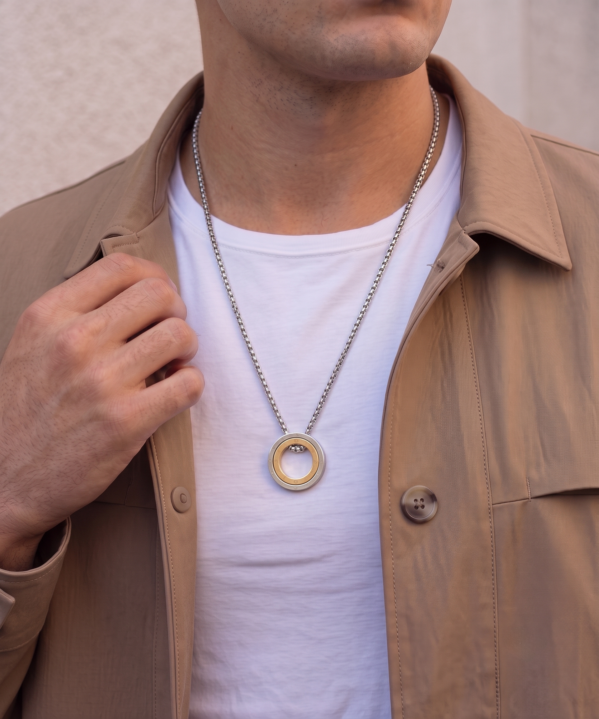 Dual-Tone Bearing Pendant Necklace | Stylika