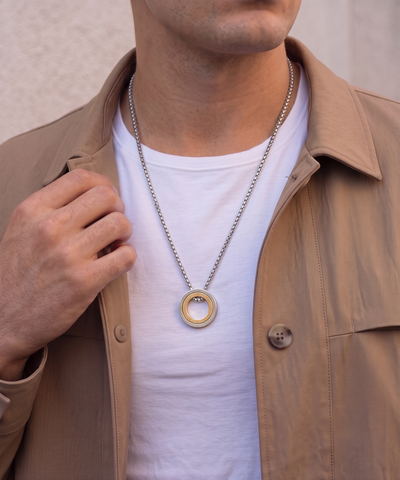 Dual-Tone Bearing Pendant Necklace | Stylika
