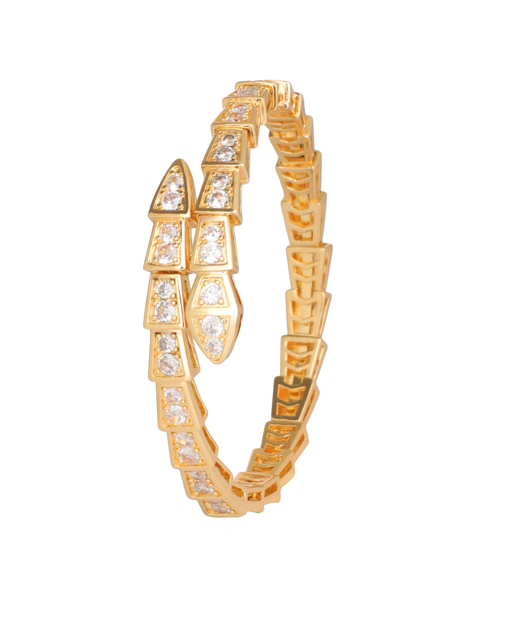 Crystal Snake Coil Bangle Bracelet | Stylika
