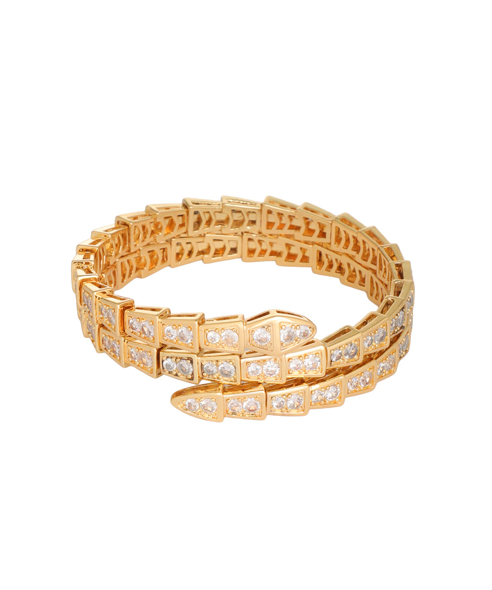 Double Coil Crystal Snake Bangle Bracelet | Stylika