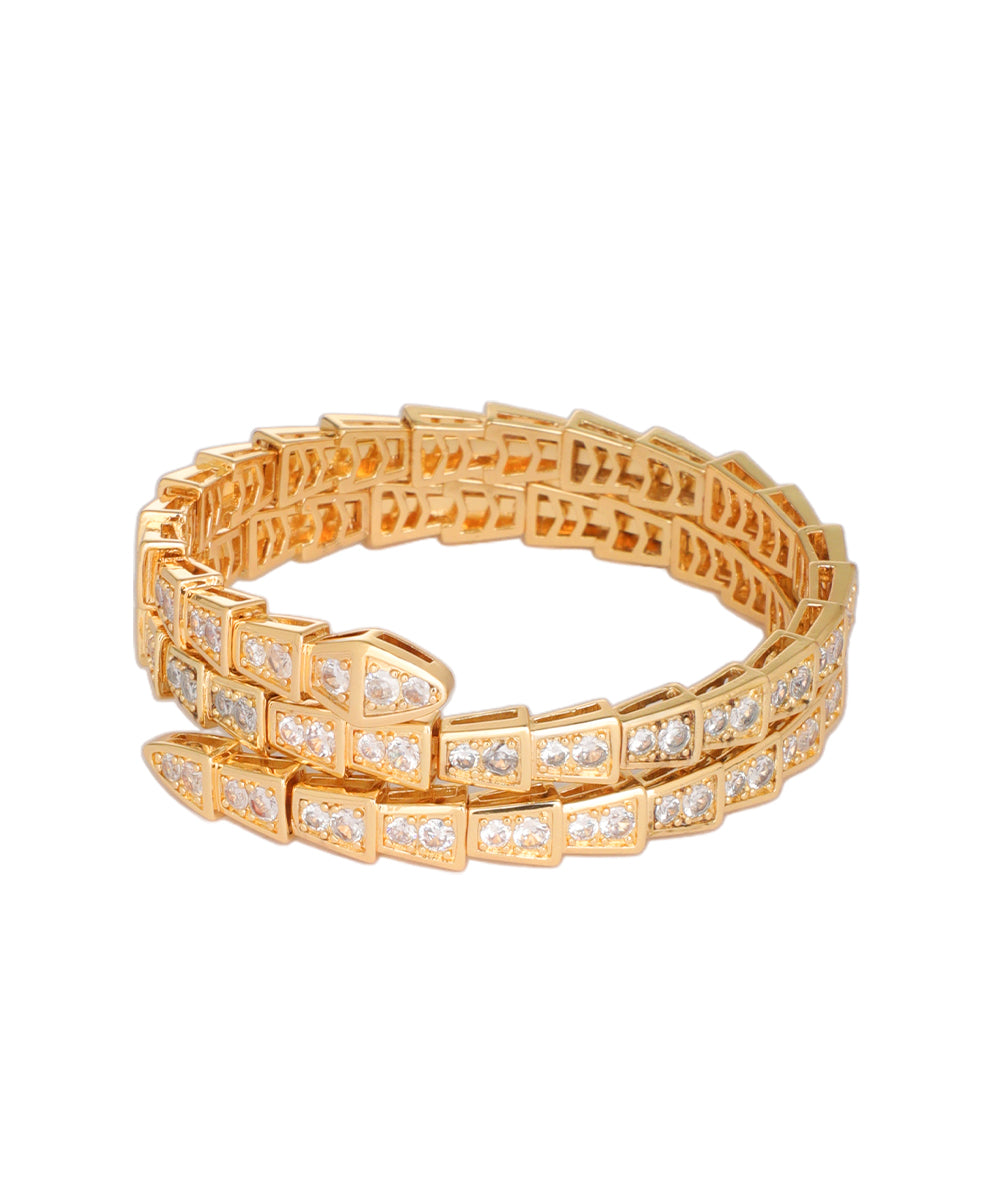 Double Coil Crystal Snake Bangle Bracelet | Stylika