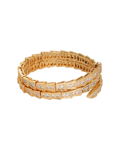 Double Coil Crystal Snake Bangle Bracelet | Stylika