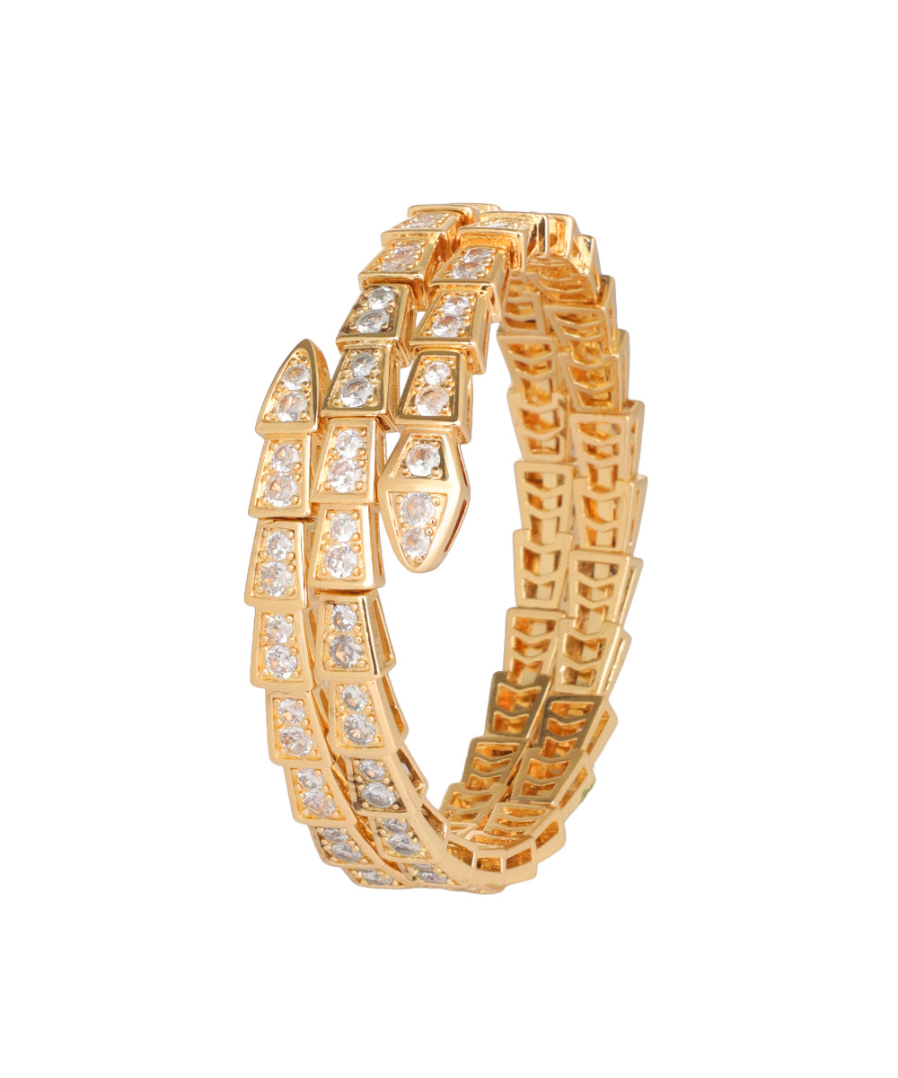 Double Coil Crystal Snake Bangle Bracelet | Stylika