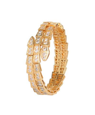Double Coil Crystal Snake Bangle Bracelet | Stylika