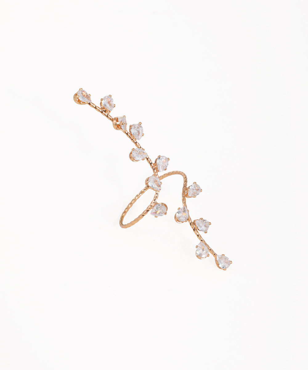 Artisan-Crafted Sparkling Vine Wrap Statement Ring | Stylika