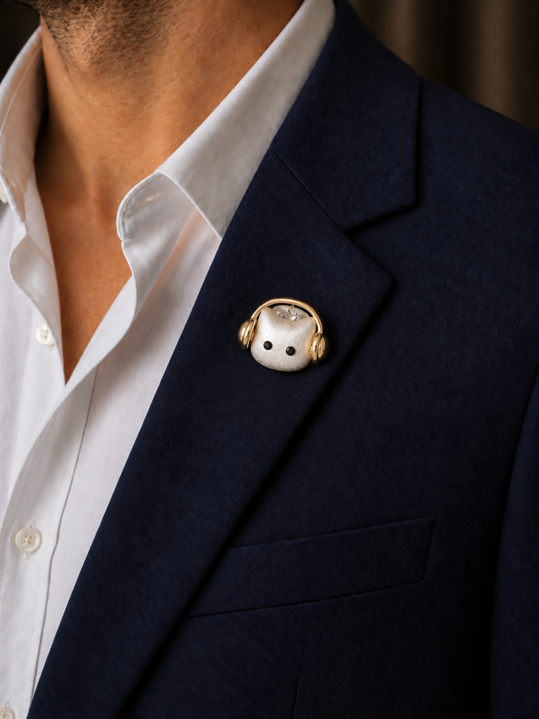 Cat With Headphone Brooch | Stylika
