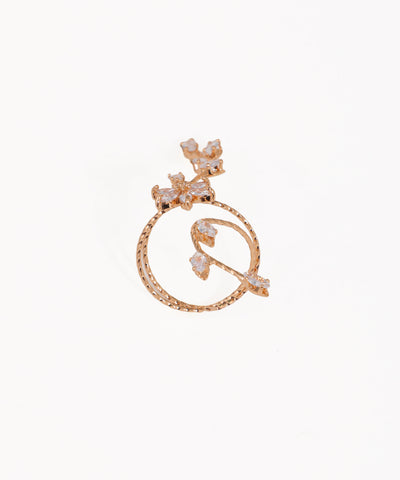 Elongated Sparkle Floral Vine Wrap Statement Ring | Stylika