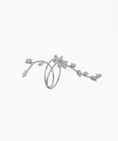 Elongated Sparkle Floral Vine Wrap Statement Ring | Stylika