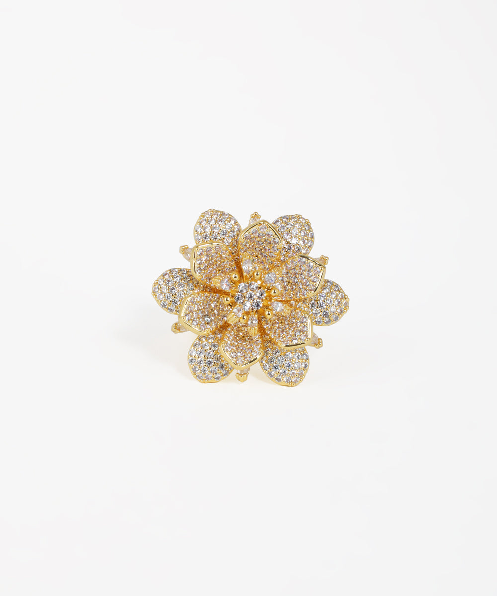 Pavé Petal Flower Statement Ring | Stylika