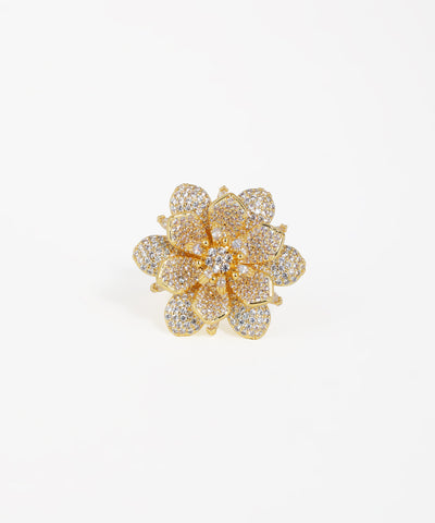 Pavé Petal Flower Statement Ring | Stylika