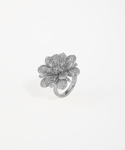 Pavé Petal Flower Statement Ring | Stylika