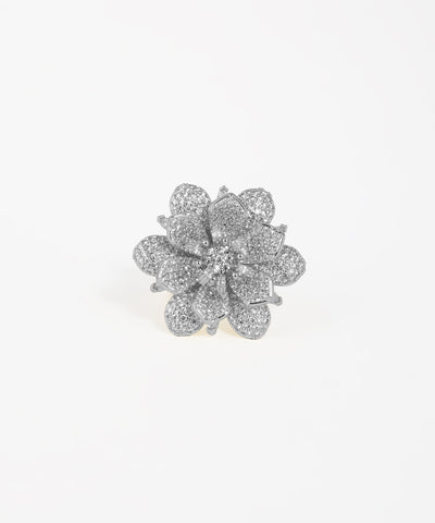 Pavé Petal Flower Statement Ring | Stylika