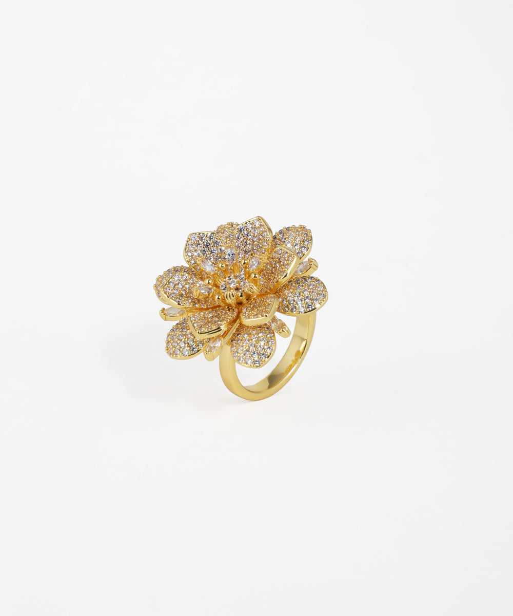 Pavé Petal Flower Statement Ring | Stylika