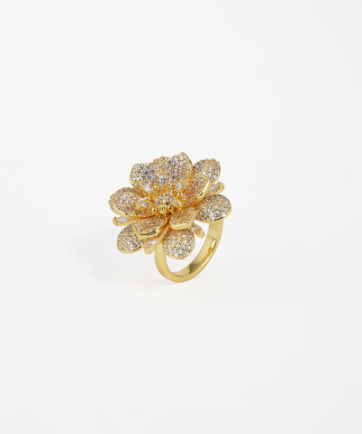 Pavé Petal Flower Statement Ring | Stylika