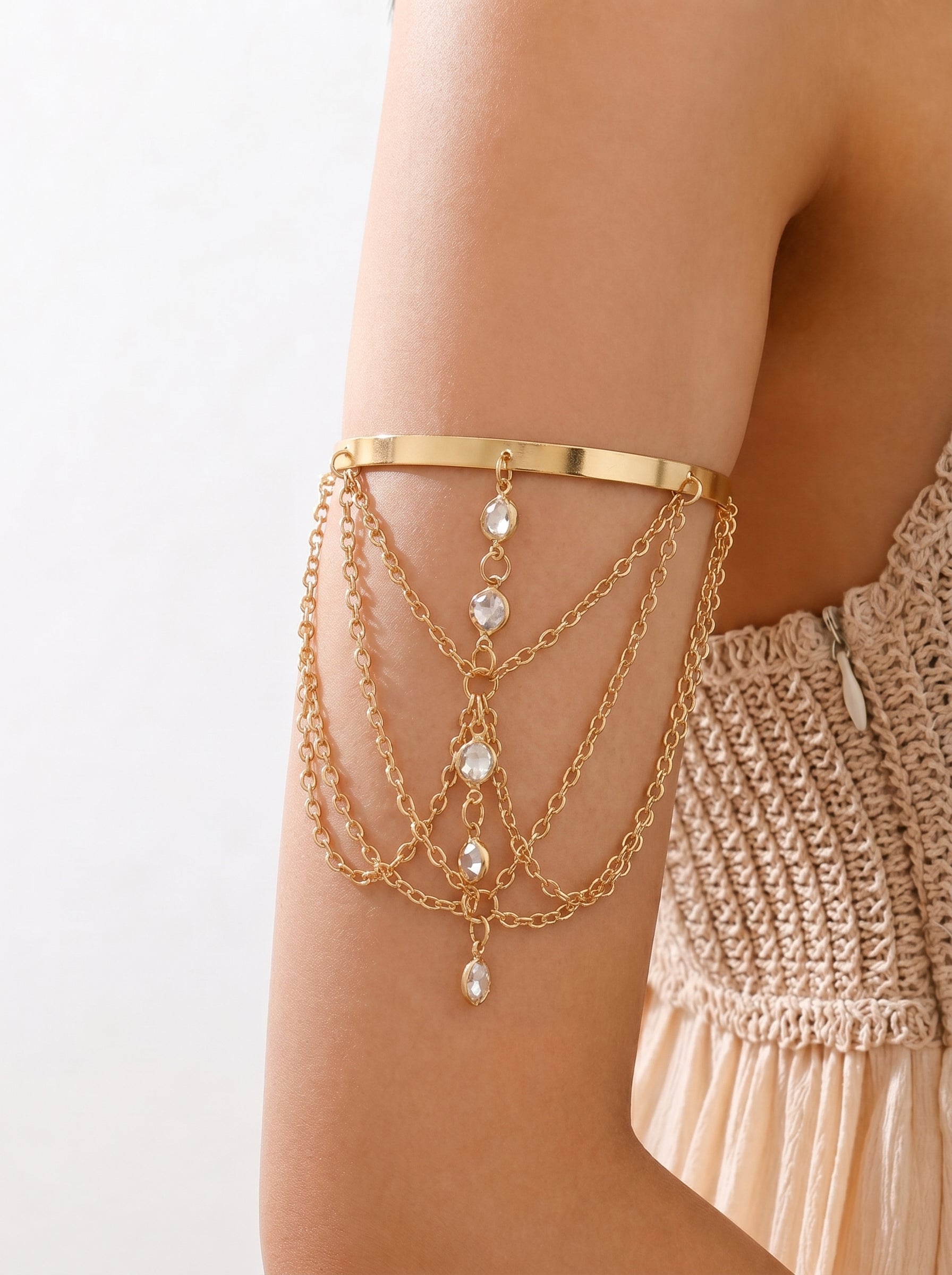 Sparkling Draped Chain Arm Cuff | Stylika