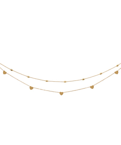 Delicate Layered Heart Charm & Bead Waist Chain | Stylika