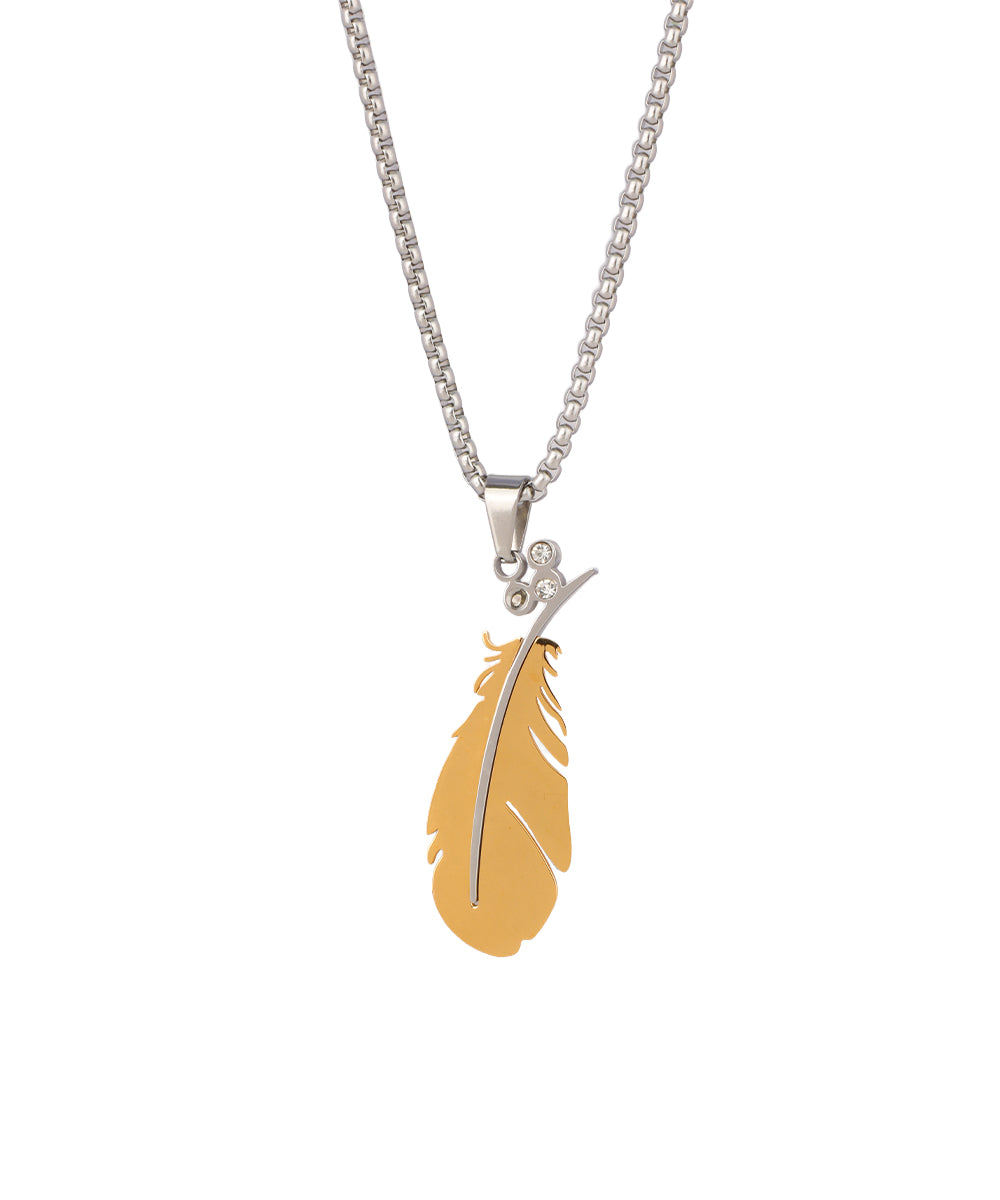 Split Feather Pendant Necklace | Stylika