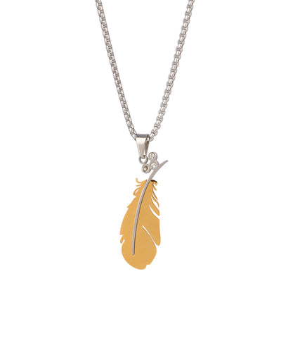Split Feather Pendant Necklace | Stylika